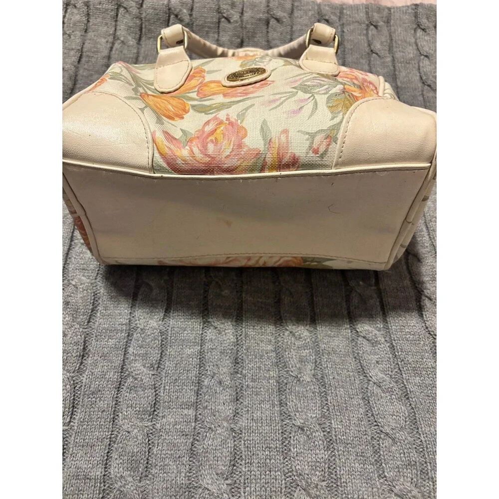 Vintage Sasson Pastel Tulip Floral Tapestry Satchel Handbag 1980s